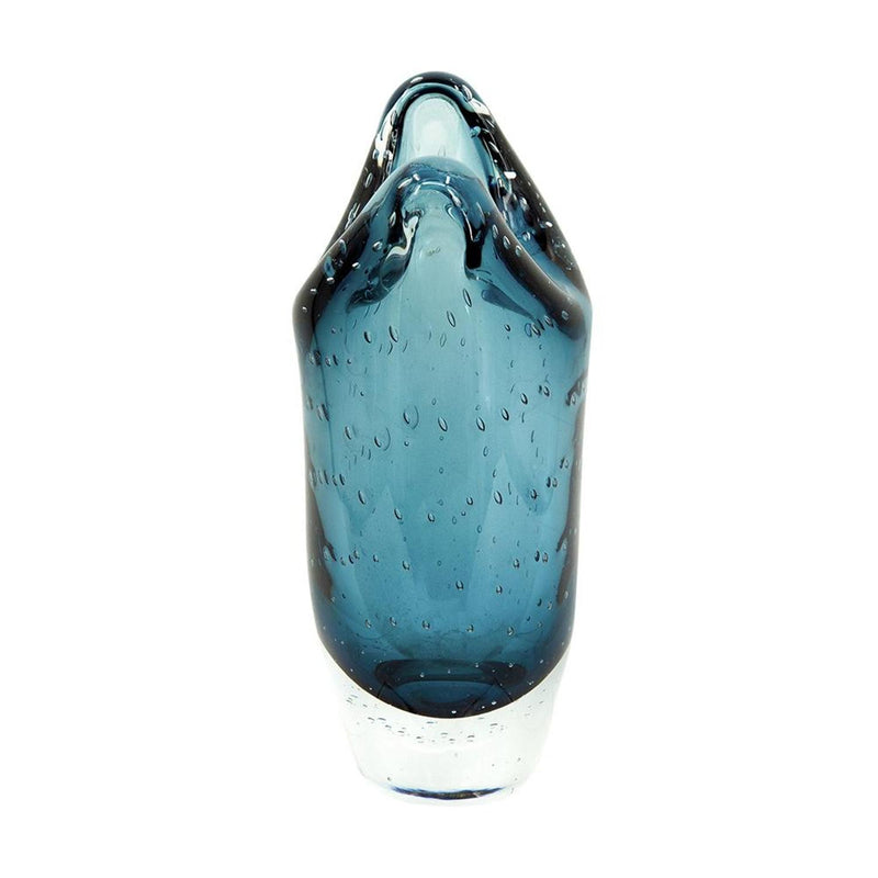 Bubble Oval Table Vase - Cerulean / Clear