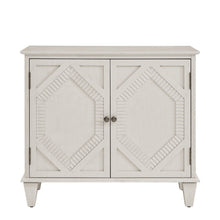 Load image into Gallery viewer, Wood Carved Geometric Accent Cabinet With Two Doors - White
