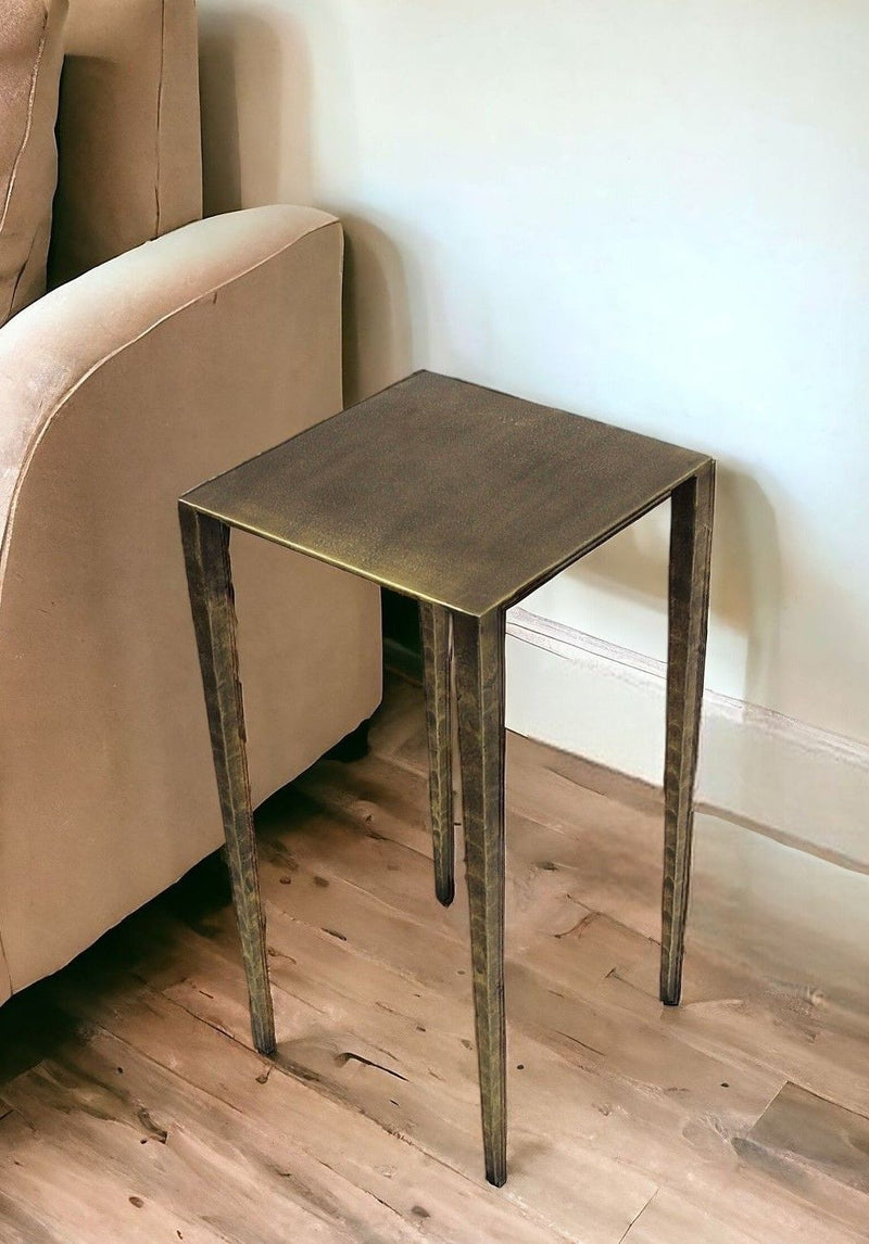 24" Iron Square End Table - Brass