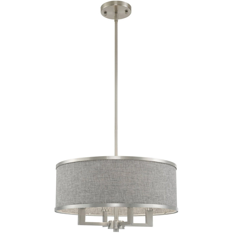 18'' Four-Light Dimmable Chandelier With Shades - Pearl Silver / Nickel