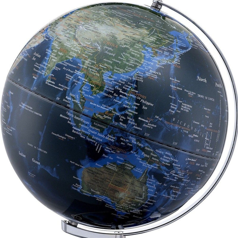 Polyresin Globe With Led - Blue
