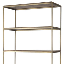 Load image into Gallery viewer, Four Tier Bookcase With Two Doors - Antiqued Brass / Brown
