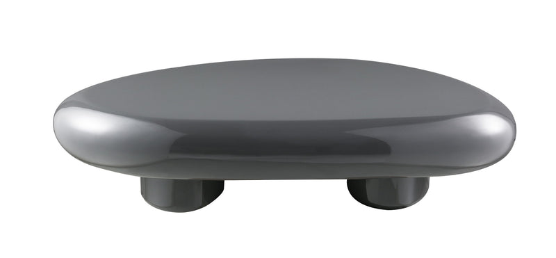 Wood Steel Oval Coffee Table - Gray / Steel