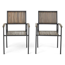 Load image into Gallery viewer, Vermilion - Outdoor Dining Chair With Vertical Slat And Wooden Arm

