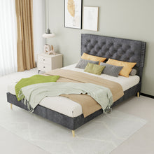 Load image into Gallery viewer, Upholstered Bed With Tufted Headboard
