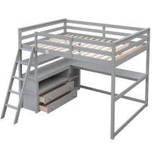 Load image into Gallery viewer, Modern Loft Bed With Built In Desk, Shelves, And 2 Drawers
