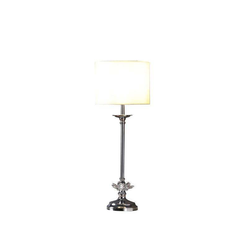 Metal Table Lamp With White Globe Shade - Silver
