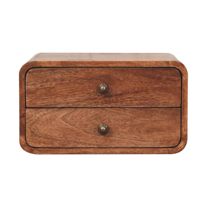 18" Modern Solid Wood Two Drawer Floating Nightstand - Brown