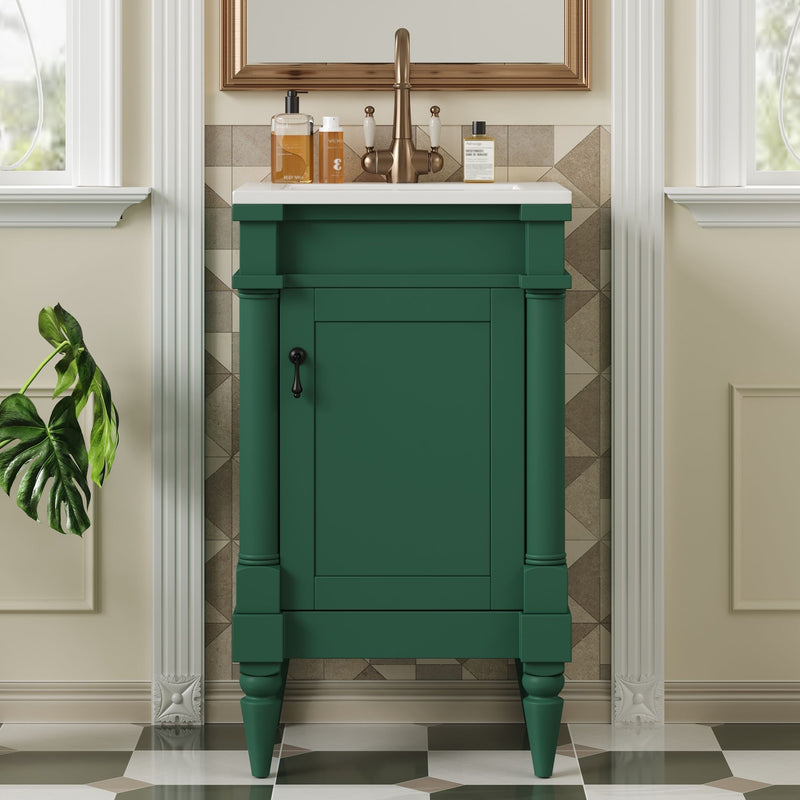 Bathroom Vanity With Sink, Storage Cabinet With Door, Drop In Sink, Compact Freestanding Design