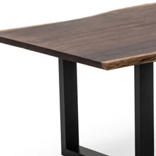 Load image into Gallery viewer, 102" Solid Wood And Metal Sled Base Dining Table - Brown / Black
