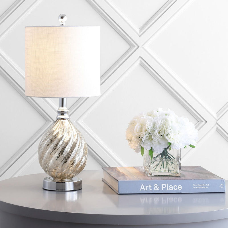21'' Novelty Table Lamp LED With Globe Shade - Silver