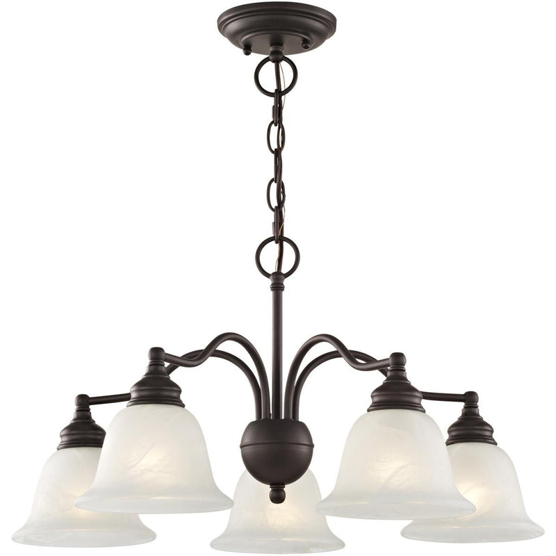 Dimmable Five Light Chandelier With Shades - Bronze