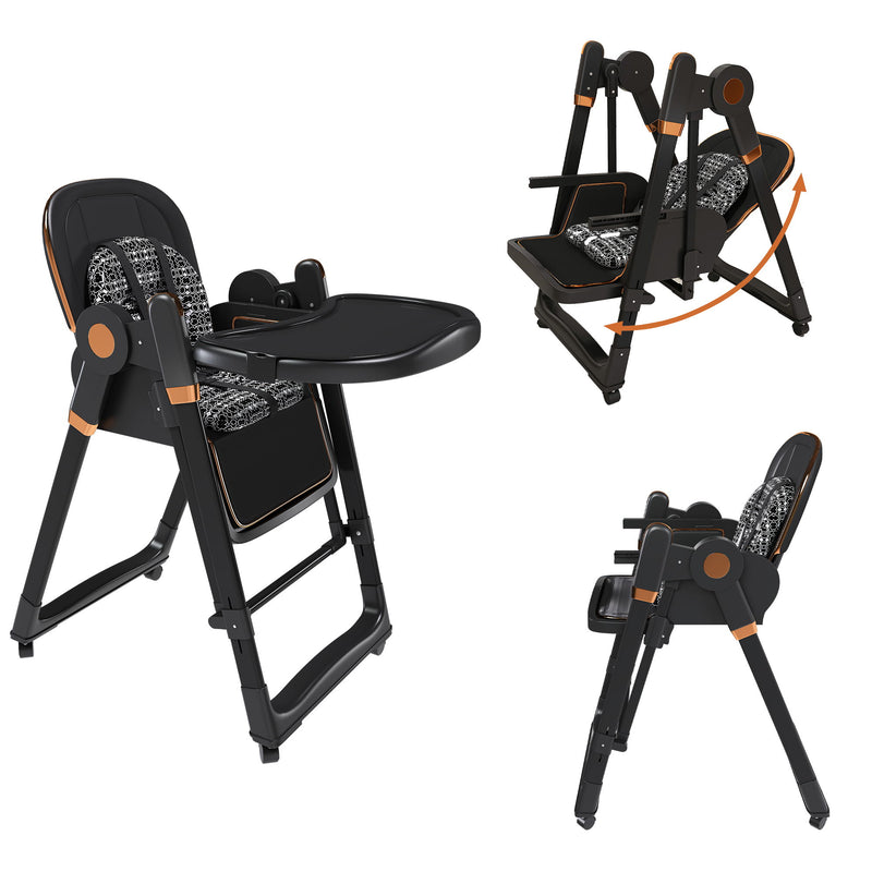 Convertible Baby High Chair To Rocker With 5 Point Harness