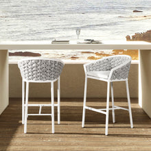 Load image into Gallery viewer, Rowan - Rope Barrel Low Back Patio Counter Stool (Set of 2) - Optic White
