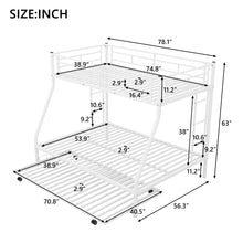 Load image into Gallery viewer, Bunk Bed With Steel Frame And Trundle, 2 Side Ladders
