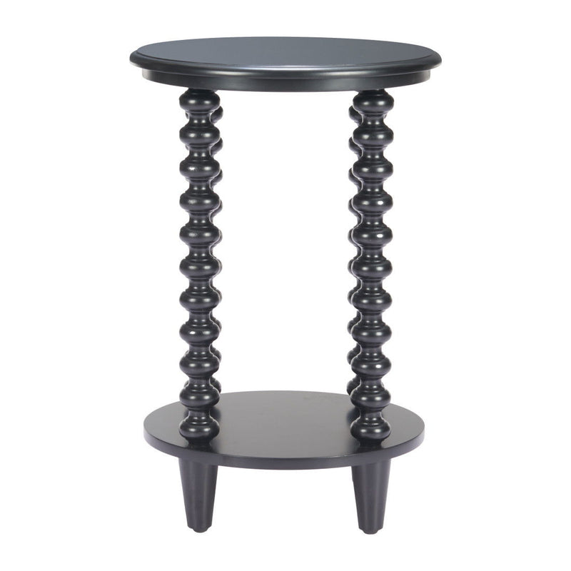 Solid Wood Pedestal End Table - Black