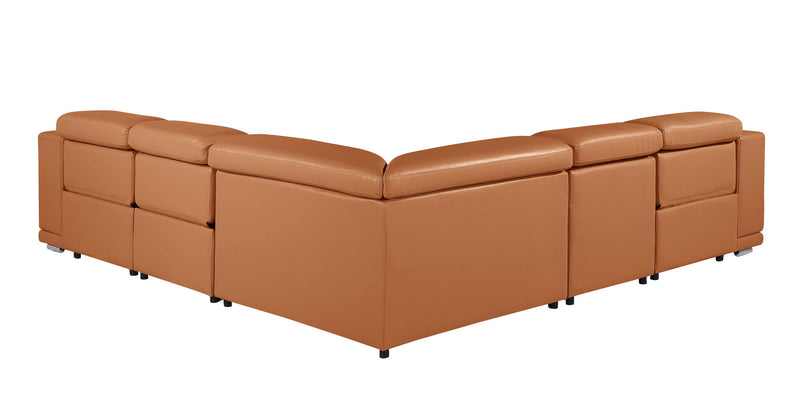 Italian Leather Modular L-Shaped Five Piece Corner Sectional - Camel