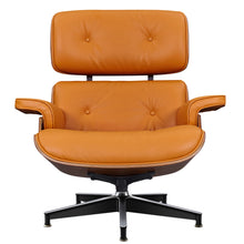 Load image into Gallery viewer, 28" Modern Tufted Genuine Leather Lounge Chair With Ottoman - Light Orange
