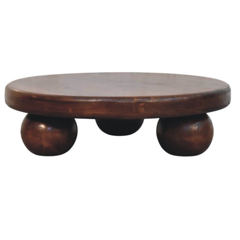 Round Coffee Table With Eight Drawers - Brown