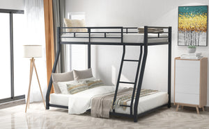 Metal Floor Bunk Bed, Twin over Full,Black(OLD SKU:MF193244AAB)