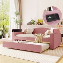 Load image into Gallery viewer, Upholstered Daybed With Storage Armrests, Trundle And Latest Integrated tooth Audio System

