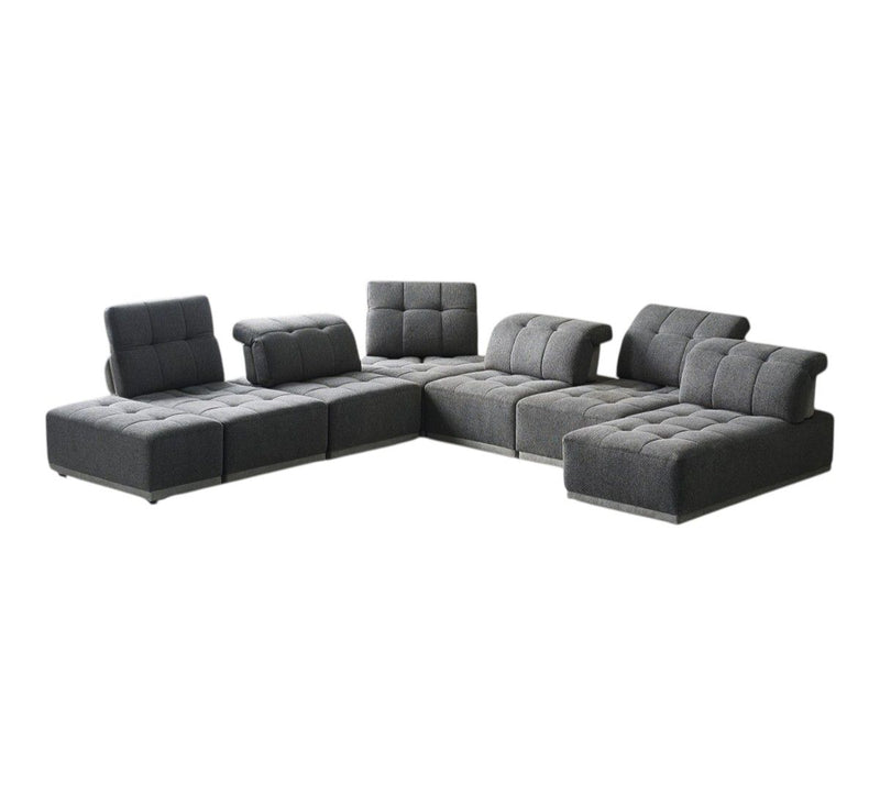 Polyester Modular U Shaped Seven Piece Corner Sectional - Gray
