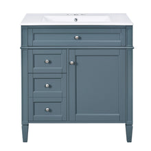 Load image into Gallery viewer, Bathroom Vanity With Top Sink, Storage Cabinet With 2 Drawers And Tip Out Drawer, Rectangular Design - Blue
