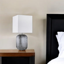 Load image into Gallery viewer, Ceramic Table Lamp With White Square Shade - Blue And Gray
