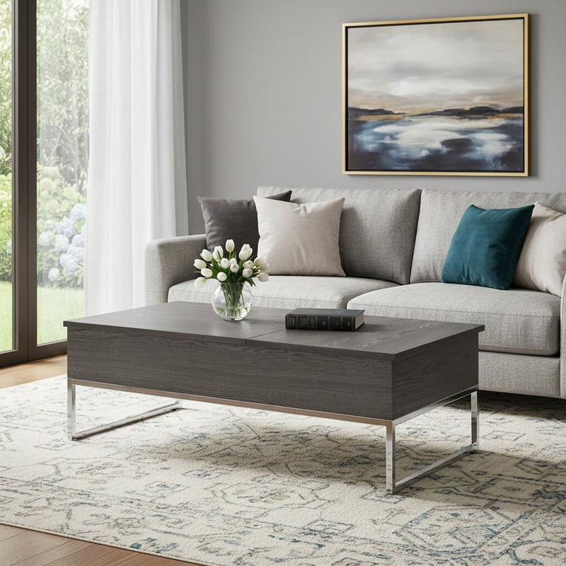 Rectangular Lift Top Coffee Table - Chrome And Gray Oak