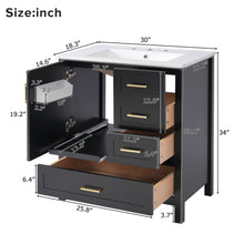 Load image into Gallery viewer, Modern Bathroom Vanity With Ceramic Sink, Solid Frame And Storage Solutions
