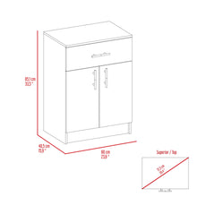 Load image into Gallery viewer, Pantry Organizer Cabinet One Drawer, Two Interior Shelves, Two Doors - White / Light Oak
