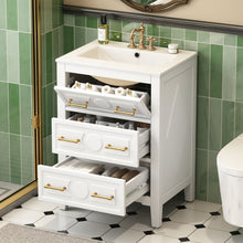Load image into Gallery viewer, Bathroom Vanity With Sink, Free Standing Single Set, 3 Drawer Storage Cabinet
