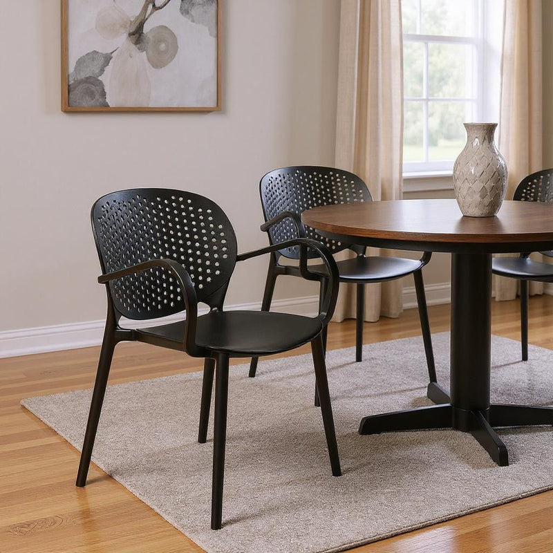 Heavy Duty Plastic Partially Open Back Dining Arm Chairs (Set of 4) - Gray