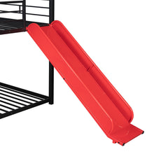 Load image into Gallery viewer, Twin Over Twin Metal Bunk Bed ,Metal Housebed With Slide,Three Colors Available.(Black with Red Slide)(OLD SKU :LP000095AAJ)
