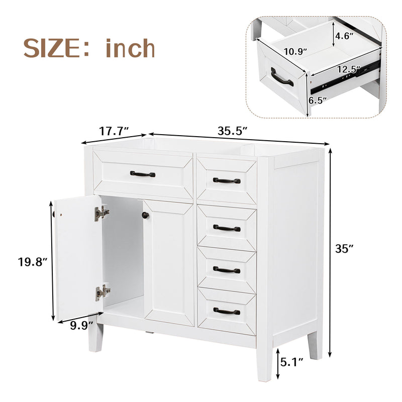 Modern Bathroom Vanity Base Only, 2 Doors And 3 Drawers
