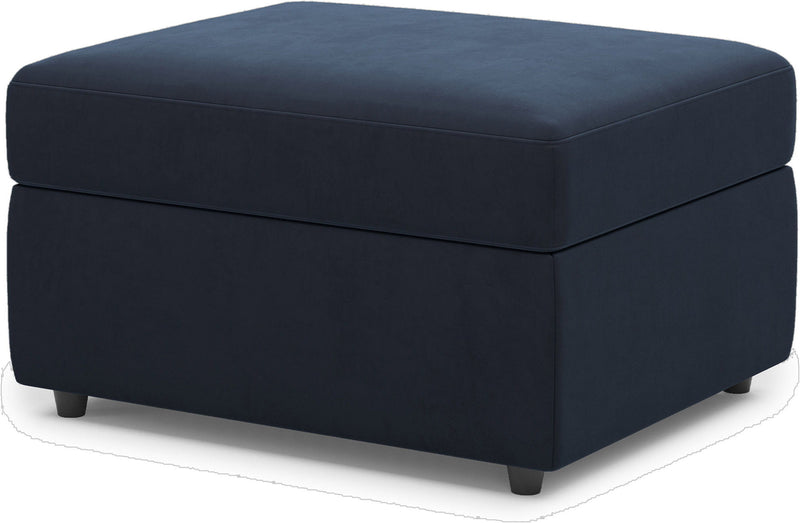 Velvet Storage Ottoman - Blue / Black