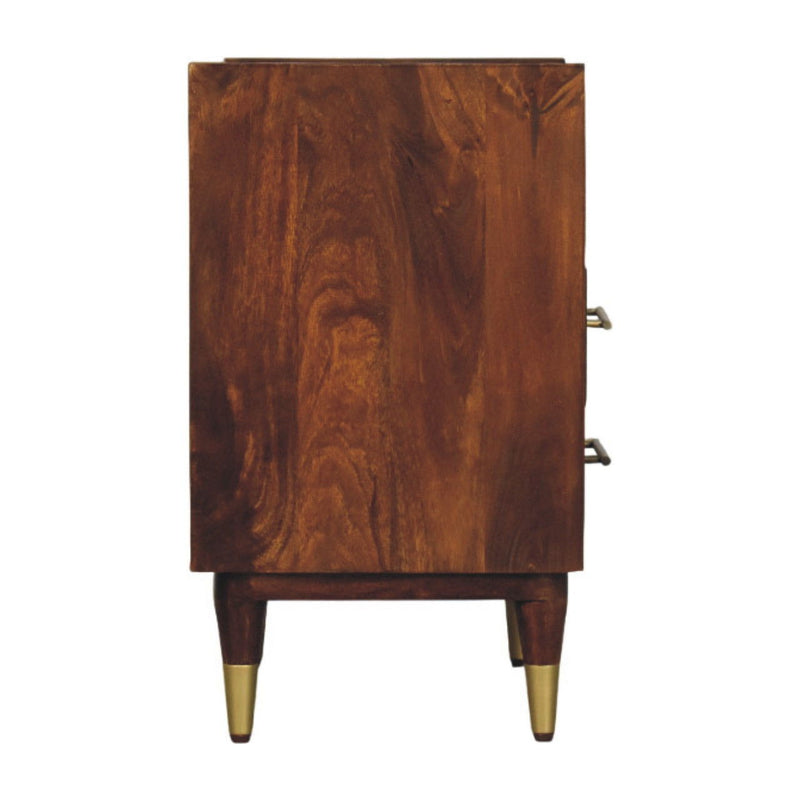 Solid Wood Two Drawer Nightstand (738177) - Chestnut