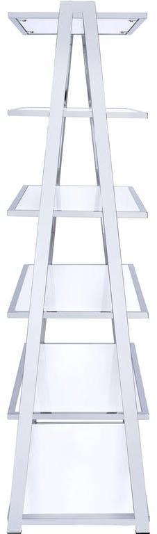 And Five Tier Ladder Bookcase - White / Silver