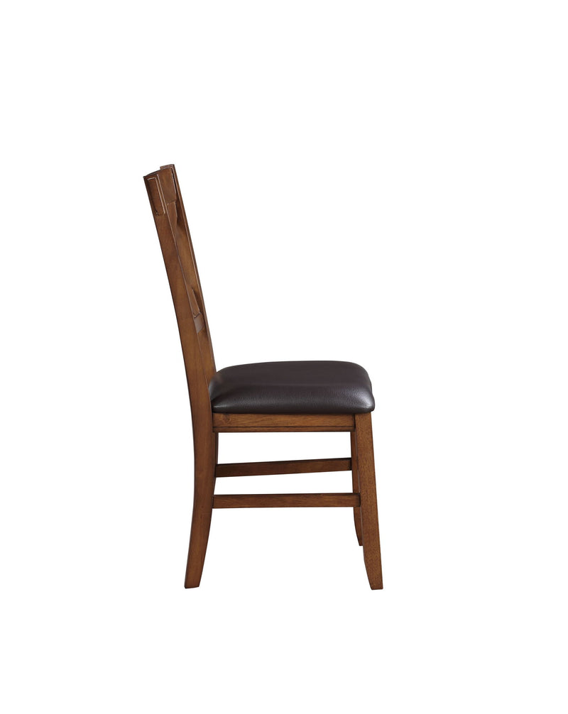 Upholstered Faux Leather Cross Back Dining Side Chairs (Set of 2) - Espresso / Brown