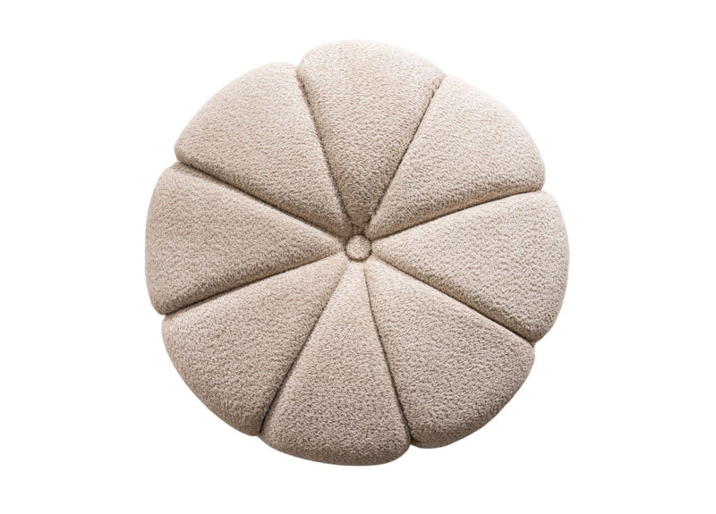 Tufted Boucle Tufted Round Ottoman - Taupe