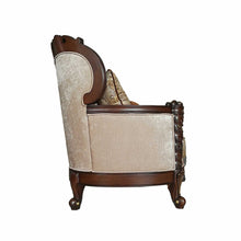 Load image into Gallery viewer, Polyester Blend Damask Chesterfield Loveseat And Toss Pillows - Cream / Brown
