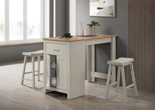 Load image into Gallery viewer, Alonzo - Small Space Counter Height Dining Table With Cabinet, Drawer, And 2 Ergonomic Counter Stools (Set of 3)

