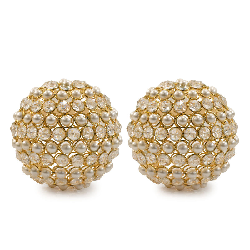 Decorative Orbs (Set of 2) - Gold / Gold / Ivory