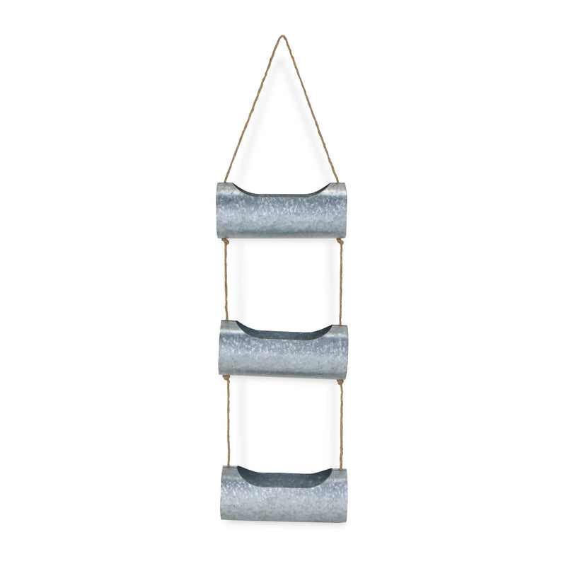 Galvanized Three Tier Hanging Planter - Silver