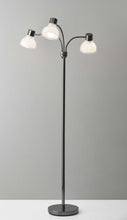 Load image into Gallery viewer, Three Light Tree Floor Lamp With White Bowl Shade - Black
