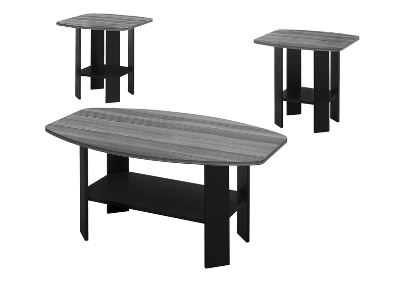 36" Coffee Table With Shelf (Set of 3) - Gray And Black