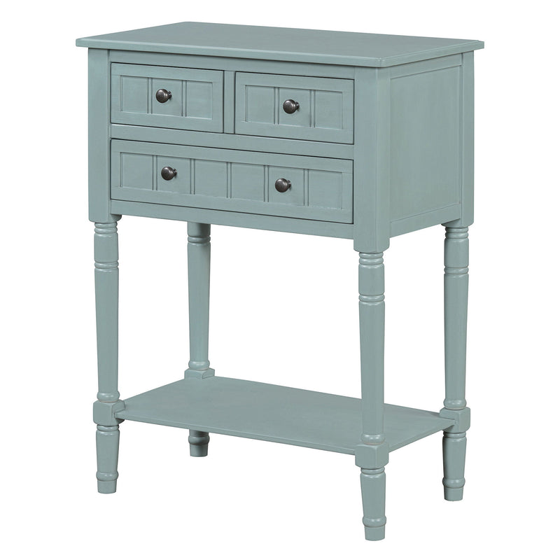 Console Table With Shelf Three Drawers - Light Blue