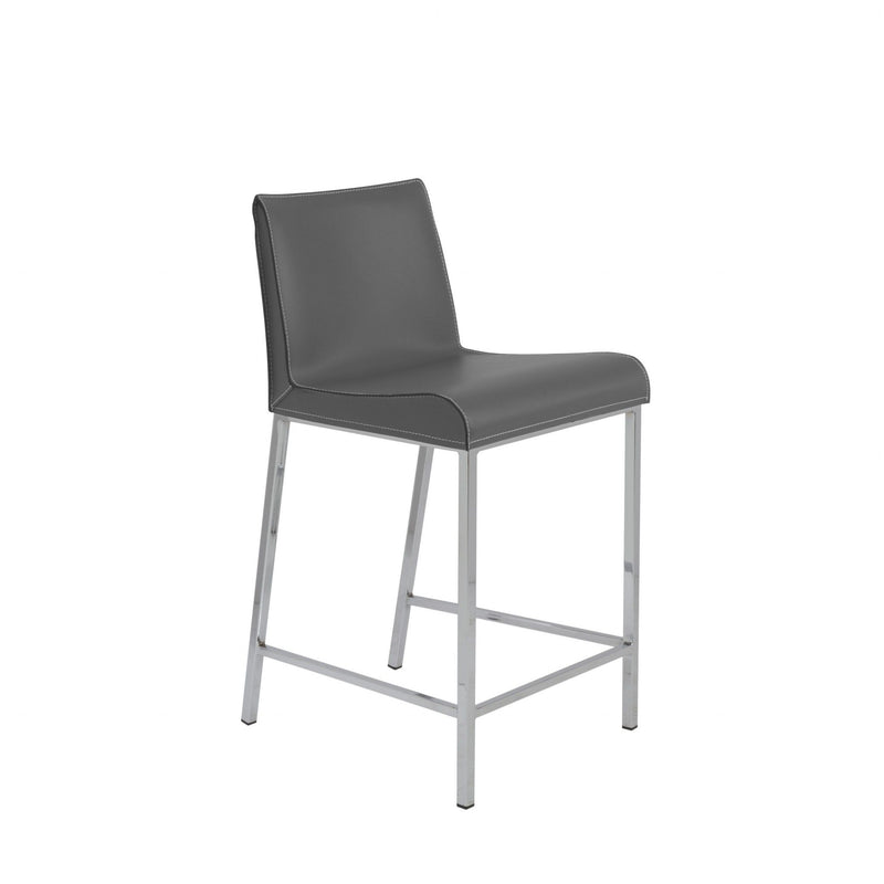 24" Steel Low Back Counter Height Bar Chairs (Set of 2) - Gray And Silver