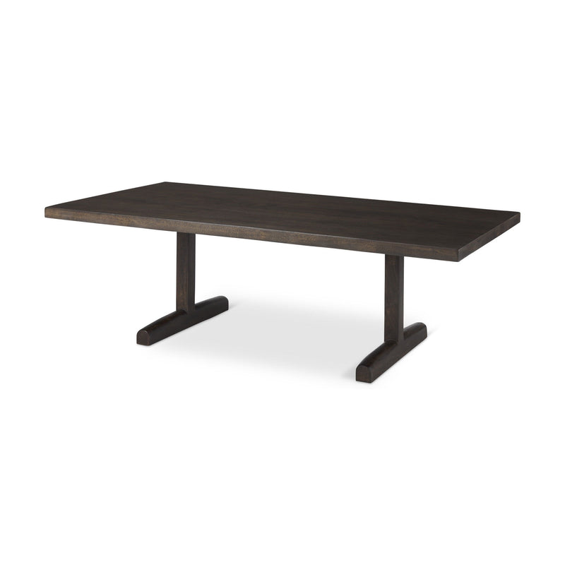 55" Solid Wood Double Pedestal Coffee Table - Dark Brown