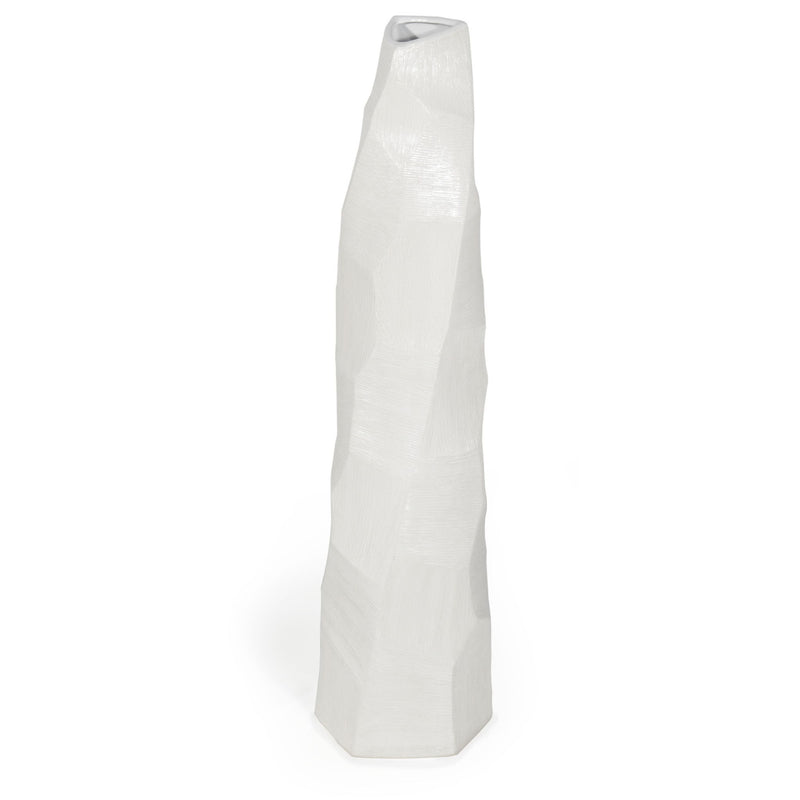 Faceted Geometric Tapered Floor Vase (576738) - White